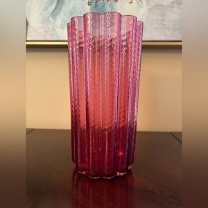 Cranberry Ripple Glass Vase